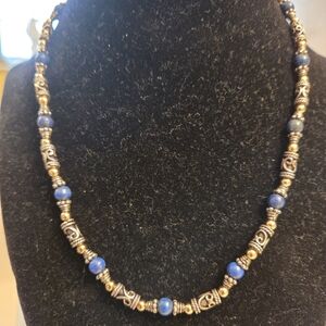 Elegant Blue and Silver Beaded Necklace
